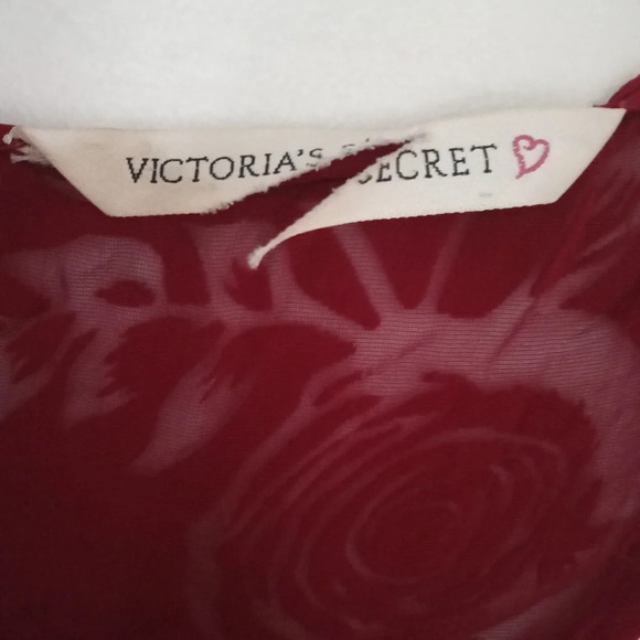 Vintage 90's Victoria's Secret Burnout Silk Blend Red Drape Front Blouse Large - Picture 5 of 7